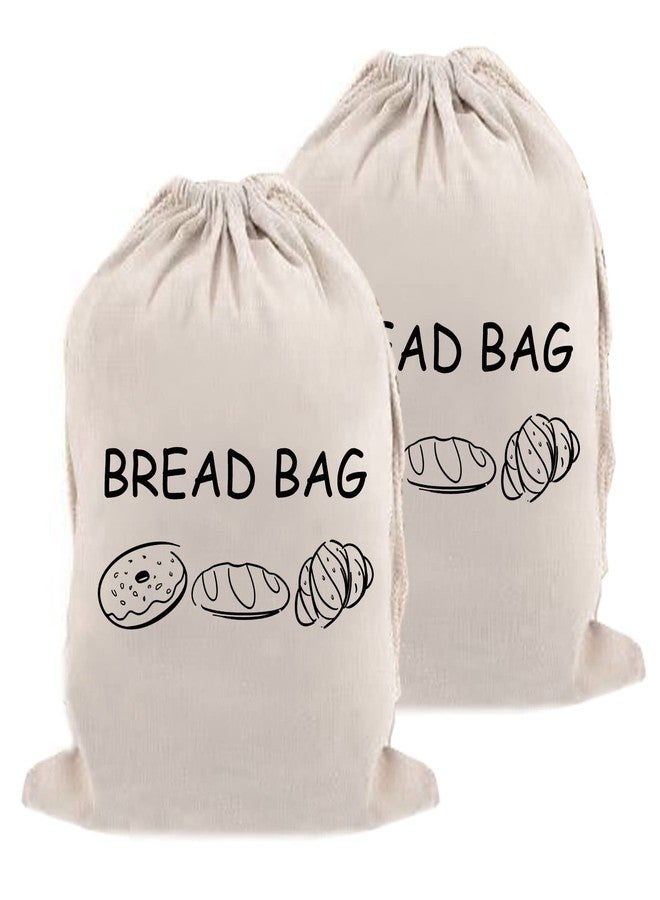 MAOSGO Bread Bags, 2 Pack Large Linen Bread Bag Reusable Bread Storage Container for Homemade Bread Sourdough, Fresh Keeping & Reusable Pastries Loaves Bags for homemade bread gift giving - Image 1